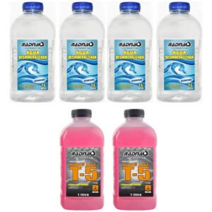 Kit Radnaq Aditivo Radiador Rosa Concentrado 6l Com Água Desmineralizada